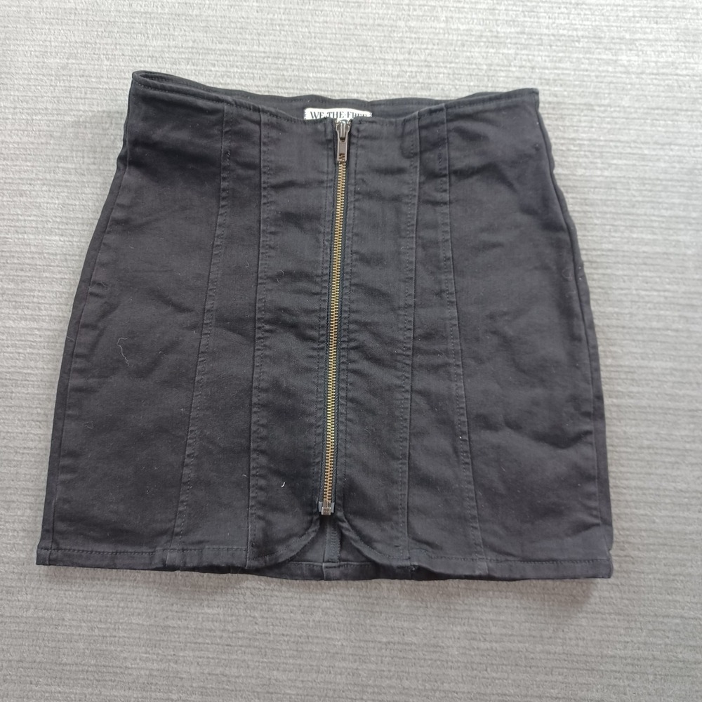 Free People Denim Mini Skirt Womens 2 Black Modern Femme Coquette Witchy Grunge